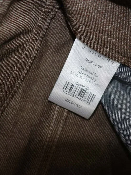 J. Hilburn Mens 5 Pocket Bestretch Slim Pants 31 x 30 NWT Brown Bespoke Low Rise - Picture 5 of 9